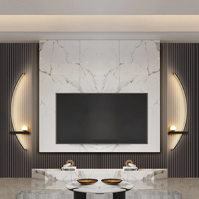 Modern LED Line Wall Sconce | Dimmable Remote Control | 55/105cm | Black Living Room & Bedside Light