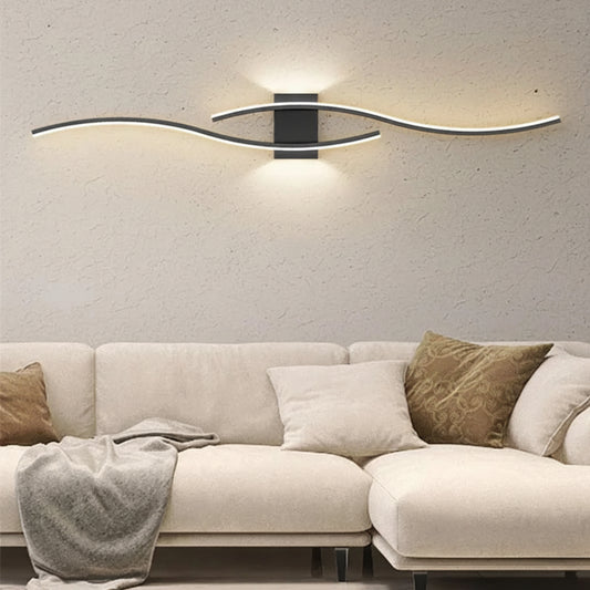 Modern LED Background Wall Light | Touch Dimmable | Black, White & Gold | Living Room & Bedside Sconce