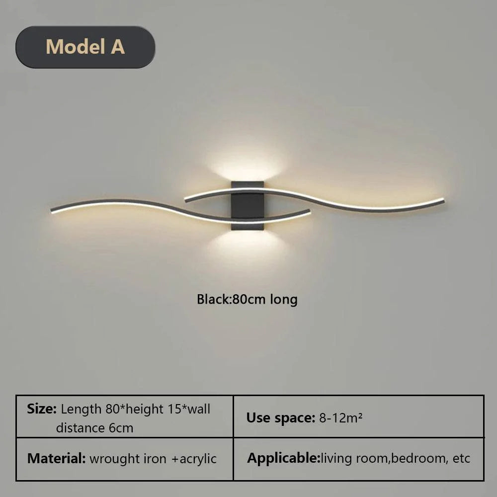 Modern LED Background Wall Light | Touch Dimmable | Black, White & Gold | Living Room & Bedside Sconce