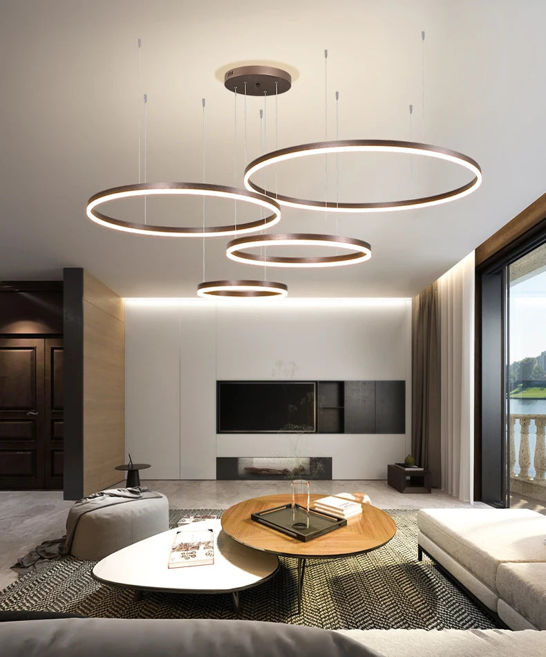 Modern LED Ring Chandelier | Ceiling Pendant | Living Room & Dining Room | Contemporary Home Lighting