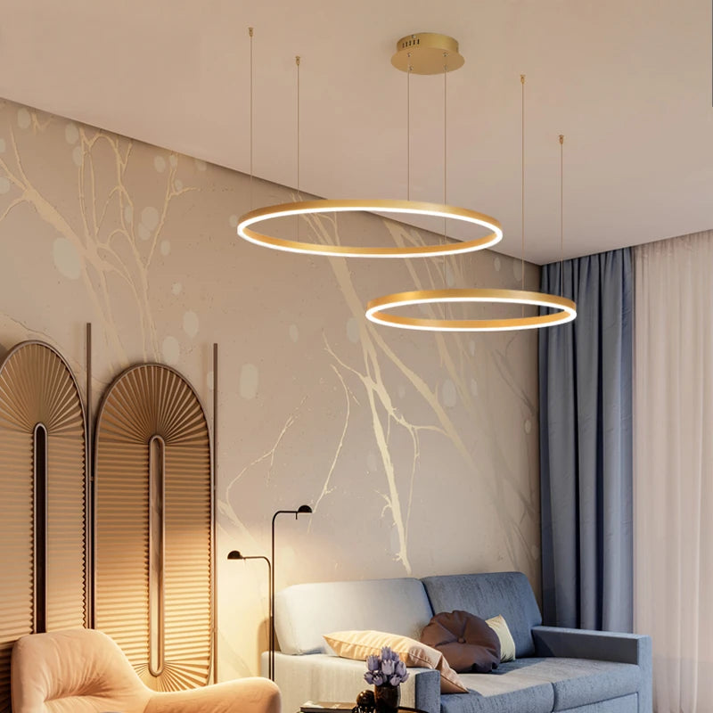 Modern LED Ring Chandelier | Ceiling Pendant | Living Room & Dining Room | Contemporary Home Lighting