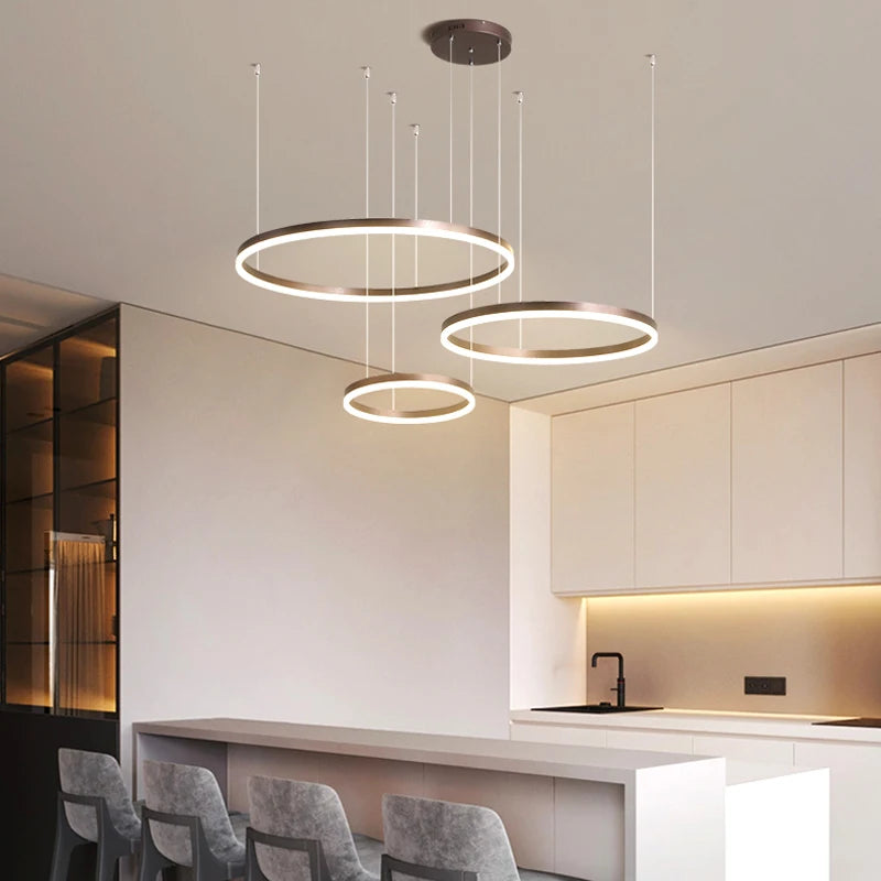 Modern LED Ring Chandelier | Ceiling Pendant | Living Room & Dining Room | Contemporary Home Lighting