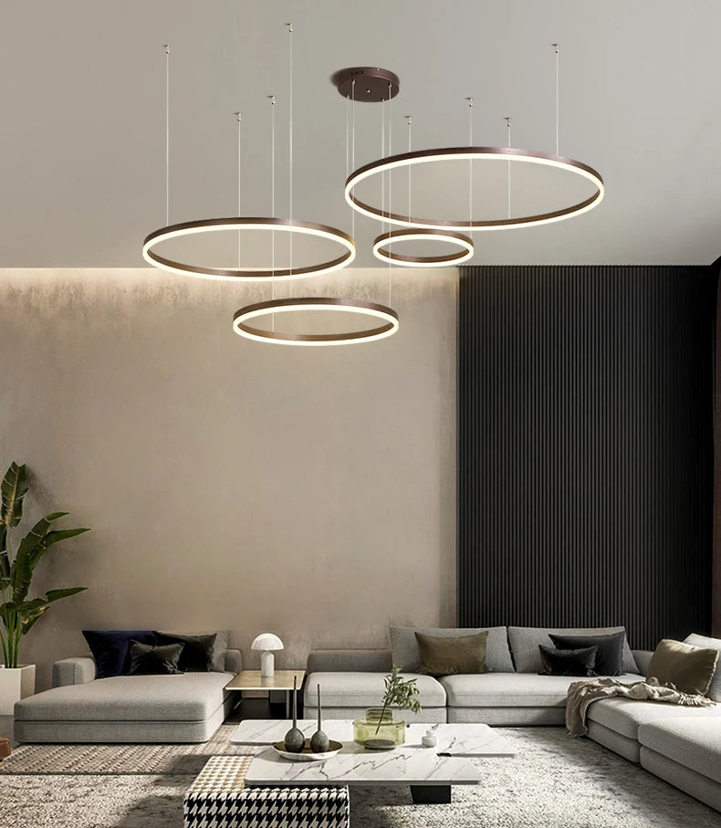 Modern LED Ring Chandelier | Ceiling Pendant | Living Room & Dining Room | Contemporary Home Lighting