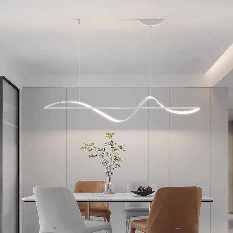 Modern LED Wave Ribbon Pendant Light | S-Curve Design | Living Room & Dining | Contemporary Home Lighting