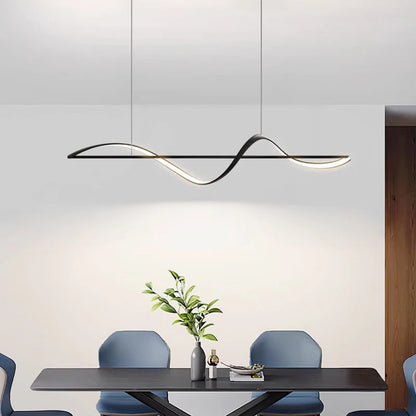 Modern LED Wave Ribbon Ceiling Light | S-Curve Semi-Flush Mount | Living Room & Dining Statement Light