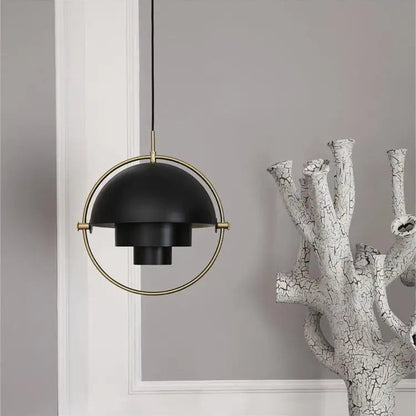 Scandinavian-Style LED Pendant Light | Gold & Black Sphere | Dining Room & Kitchen | Adjustable Hanging Light