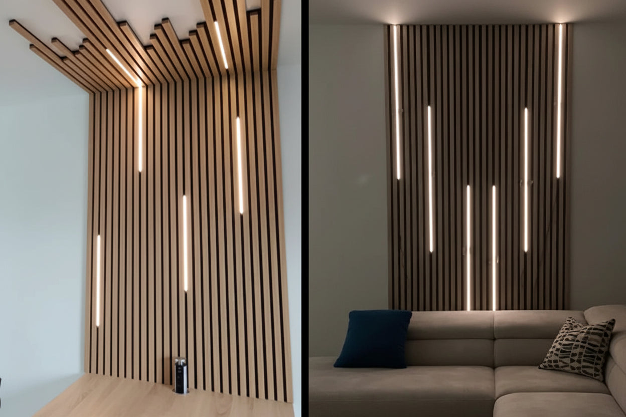 LED Strip Lights for Slat Wall Panels | Touch Sensor | Self-Adhesive | Modern Accent Wall Lighting