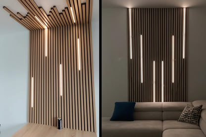 LED Strip Lights for Slat Wall Panels | Touch Sensor | Self-Adhesive | Modern Accent Wall Lighting