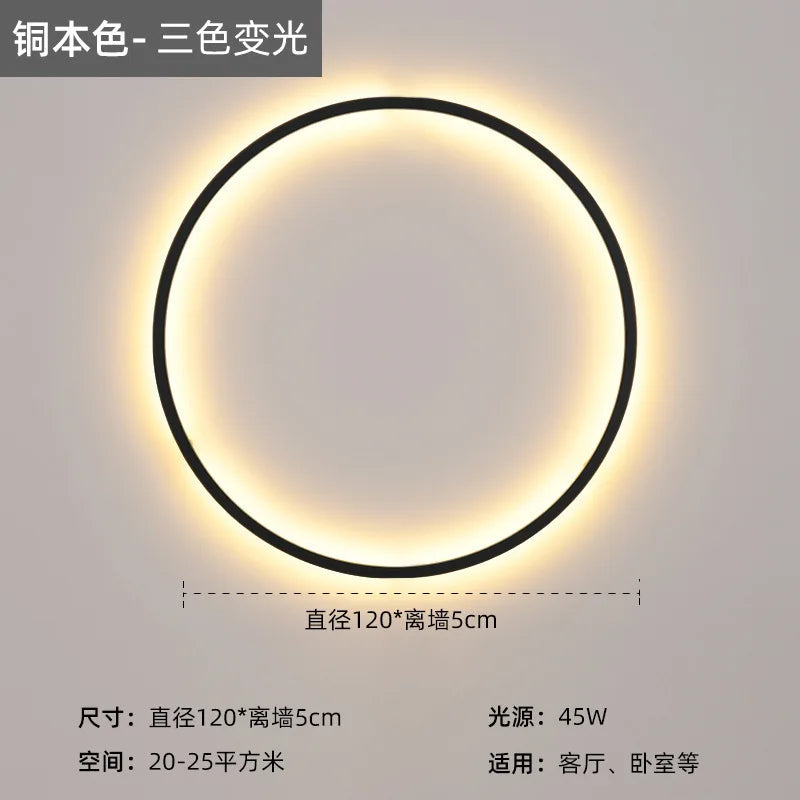Nordic Round Ring LED Wall Sconce | Touch Sensor | Dimmable | Gold &amp; Black | Bedroom &amp; Living Room Lighting