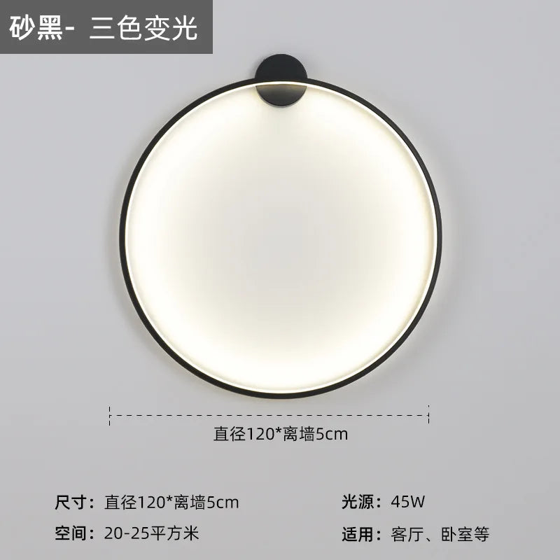 Nordic Round Ring LED Wall Sconce | Touch Sensor | Dimmable | Gold &amp; Black | Bedroom &amp; Living Room Lighting