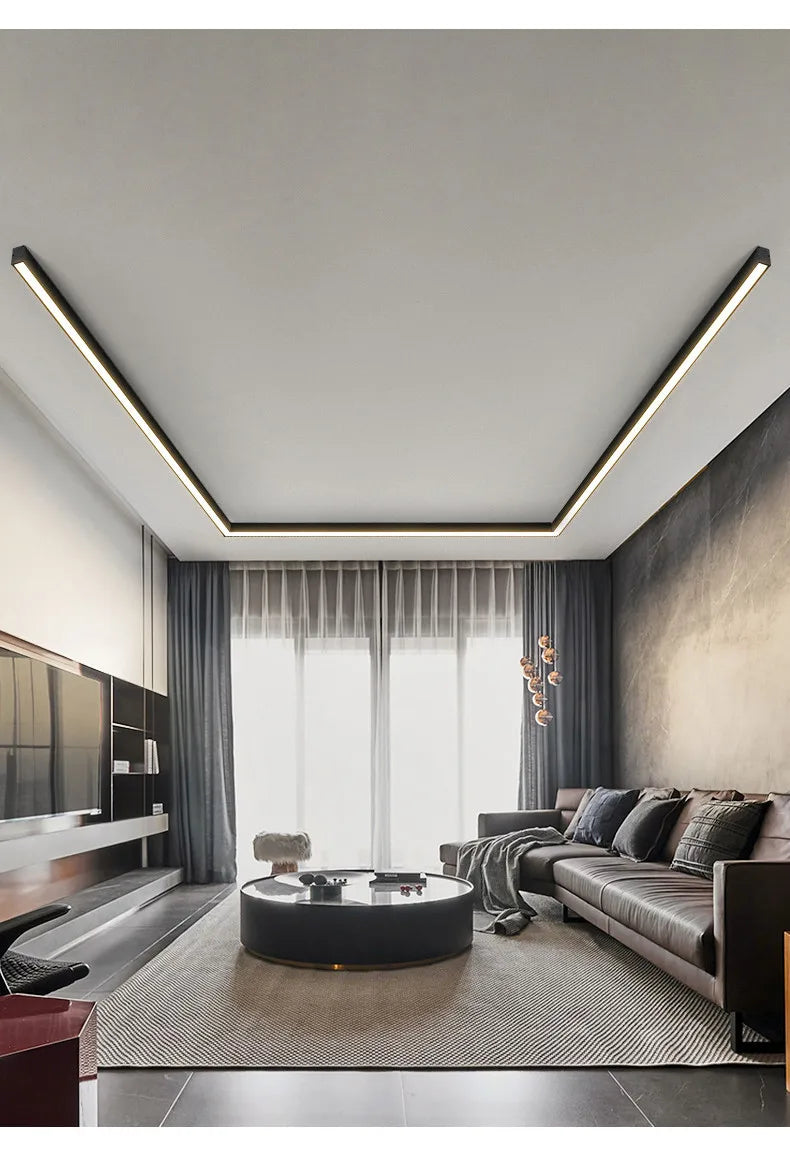 Modern LED Strip Ceiling Light | Surface Mount Linear Light | Living Room Bedroom Kitchen Corridor | Minimalist Flush Mount
