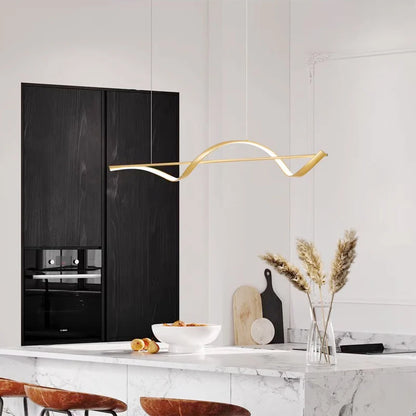 Modern LED Wave Ribbon Ceiling Light | S-Curve Semi-Flush Mount | Living Room & Dining Statement Light