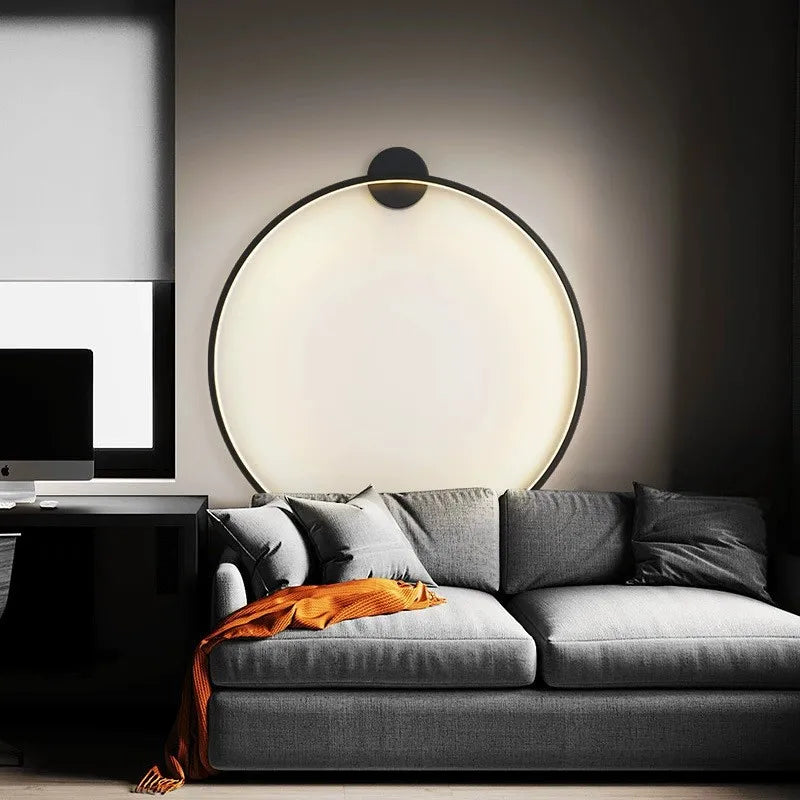 Nordic Round Ring LED Wall Sconce | Touch Sensor | Dimmable | Gold &amp; Black | Bedroom &amp; Living Room Lighting