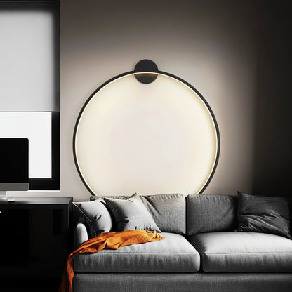 Nordic Round Ring LED Wall Sconce | Touch Sensor | Dimmable | Gold &amp; Black | Bedroom &amp; Living Room Lighting