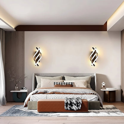 Modern Spiral LED Wall Lamp | Touch 3-Color Switch | Black &amp; White | Bedroom Headboard &amp; Living Room Light