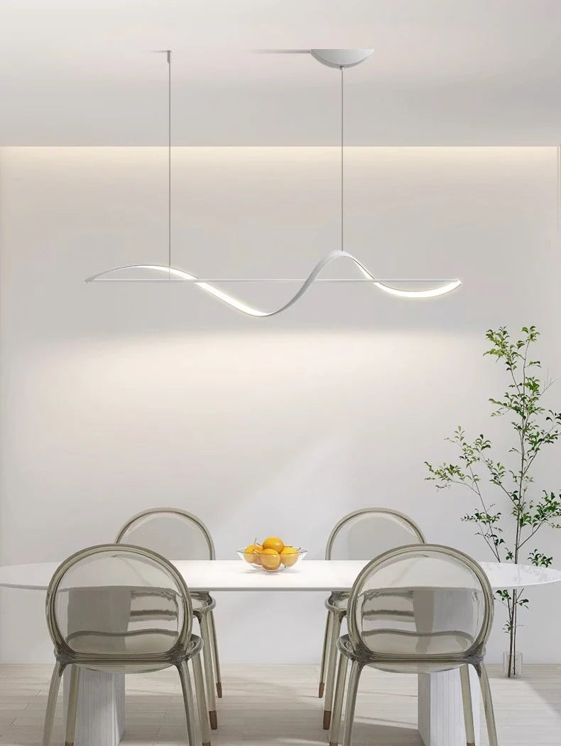 Modern LED Wave Ribbon Pendant Light | S-Curve Design | Living Room & Dining | Contemporary Home Lighting