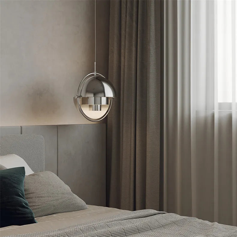Danish Designer LED Pendant Light | Gold & Black Sphere | Dining Room & Kitchen | Adjustable Hanging Light
