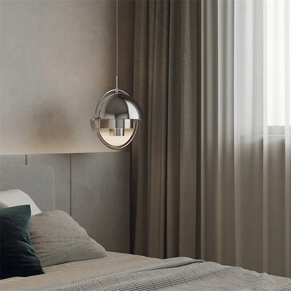 Scandinavian-Style LED Pendant Light | Gold & Black Sphere | Dining Room & Kitchen | Adjustable Hanging Light