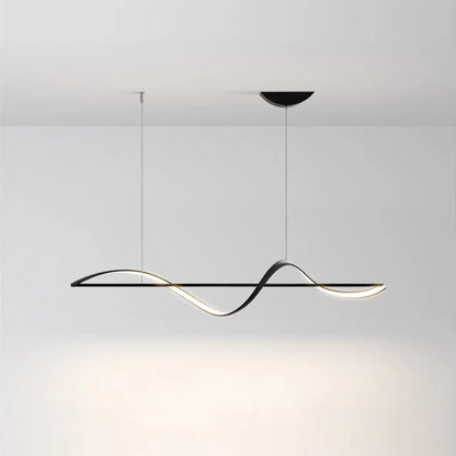 Modern LED Wave Ribbon Ceiling Light | S-Curve Semi-Flush Mount | Living Room & Dining Statement Light