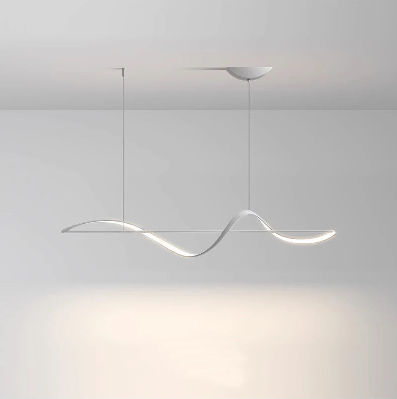 Modern LED Wave Ribbon Pendant Light | S-Curve Design | Living Room & Dining | Contemporary Home Lighting