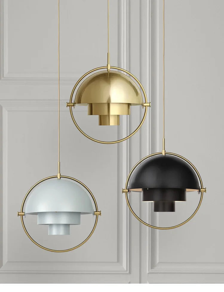 Danish Designer LED Pendant Light | Gold & Black Sphere | Dining Room & Kitchen | Adjustable Hanging Light