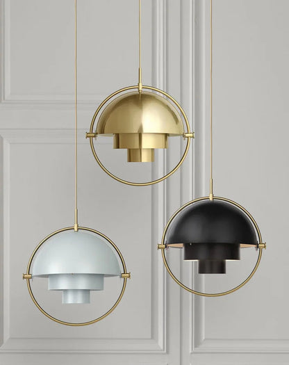 Scandinavian-Style LED Pendant Light | Gold & Black Sphere | Dining Room & Kitchen | Adjustable Hanging Light