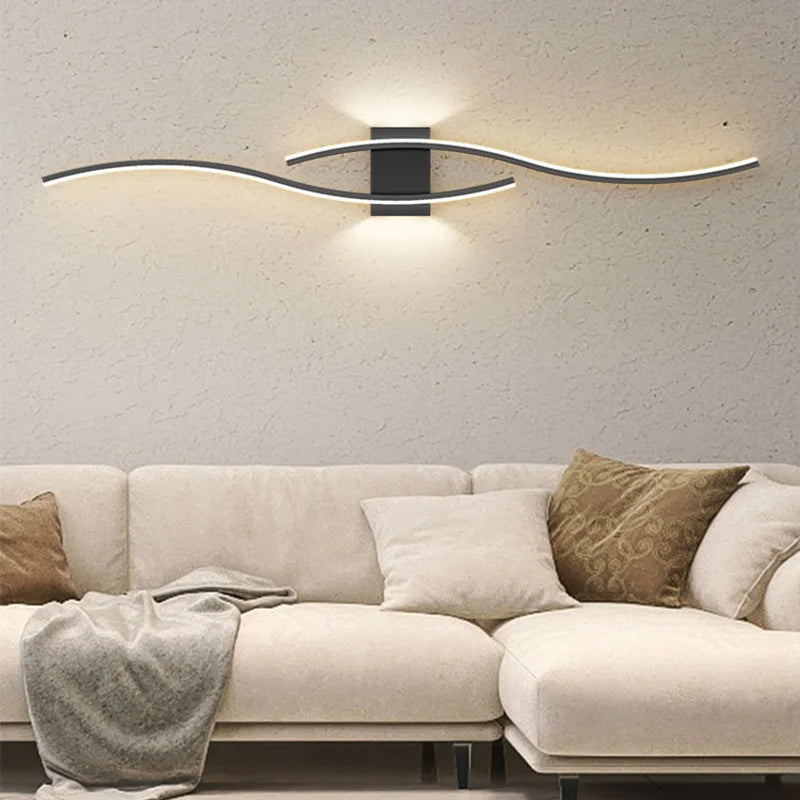 Modern LED Background Wall Light | Touch Dimmable | Black, White &amp; Gold | Living Room &amp; Bedside Sconce