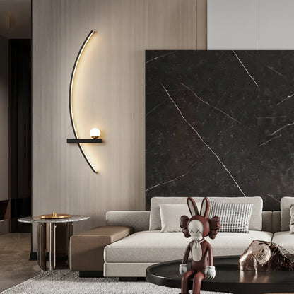 Modern LED Line Wall Sconce | Dimmable Remote Control | 55/105cm | Black Living Room &amp; Bedside Light