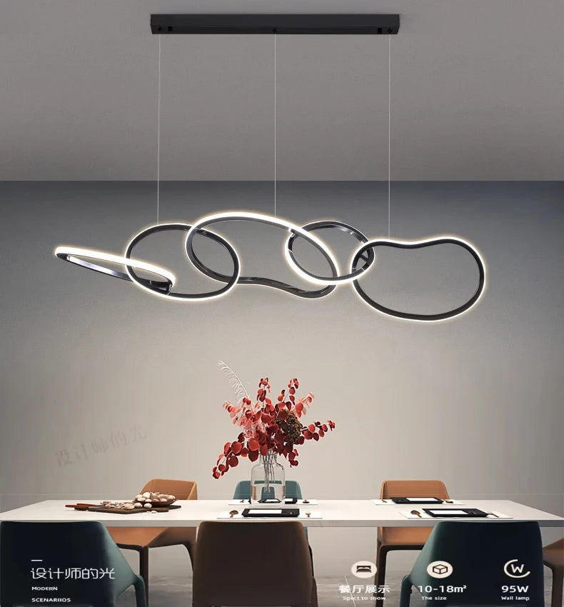 Modern LED Wave Pendant Light | Ceiling Pendant | Dining Room & Living Room | Contemporary Home Lighting