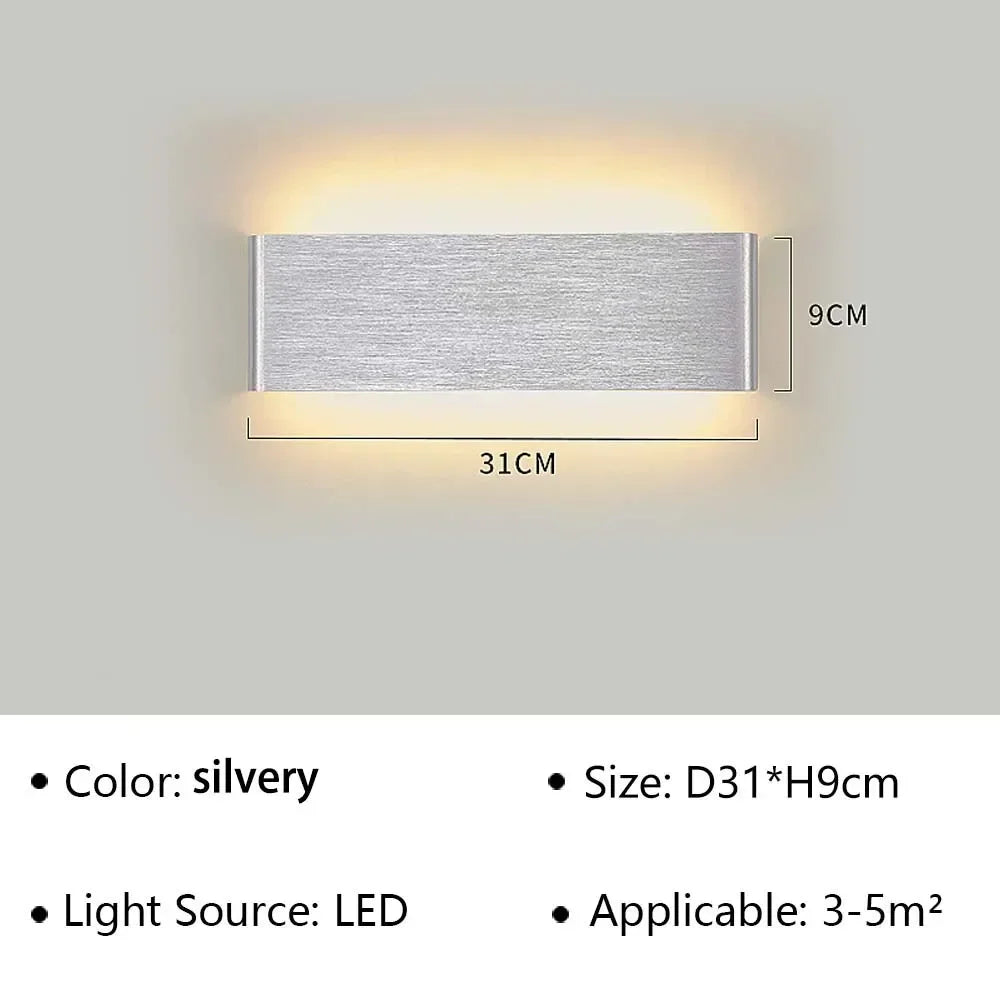 Modern LED Wall Lamp | Rechargeable | Up &amp; Down Lighting | Bedside, Staircase &amp; Bathroom Fixture