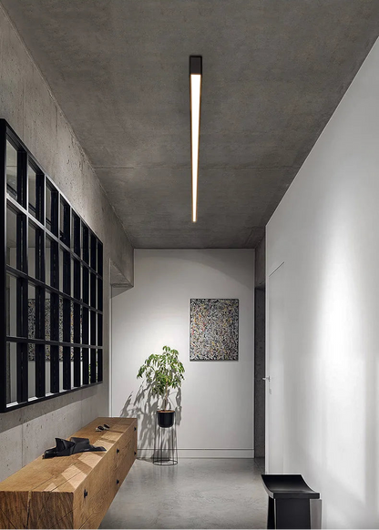 Modern Linear LED Ceiling Light | Flush Mount Surface Light | Black, White, Wood & Walnut | Kitchen, Bedroom & Hallway