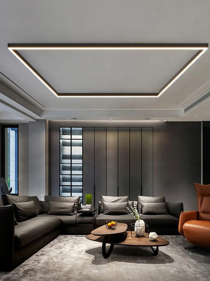 Modern Linear LED Ceiling Light | Flush Mount Surface Light | Black, White, Wood & Walnut | Kitchen, Bedroom & Hallway