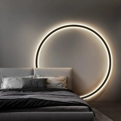 Nordic Round Ring LED Wall Sconce | Touch Sensor | Dimmable | Gold &amp; Black | Bedroom &amp; Living Room Lighting