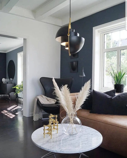 Scandinavian-Style LED Pendant Light | Gold & Black Sphere | Dining Room & Kitchen | Adjustable Hanging Light