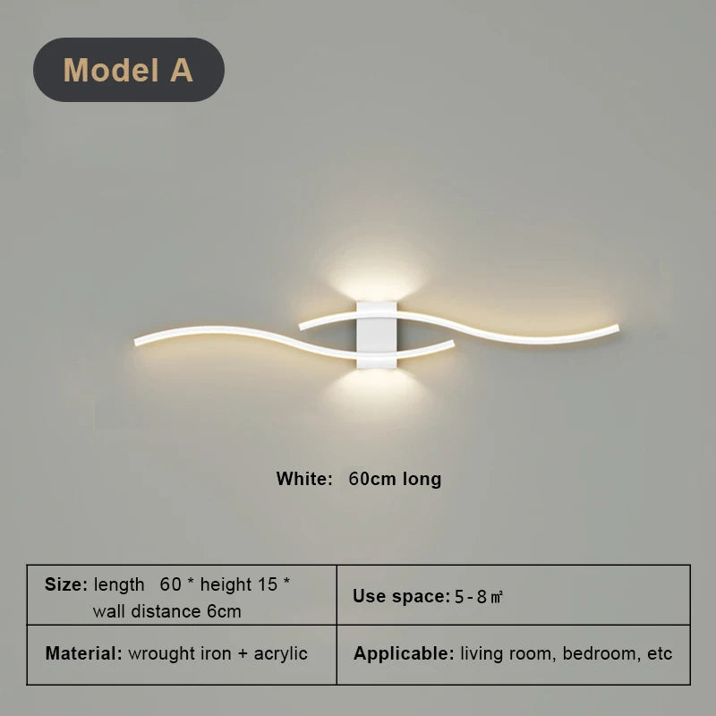 Modern LED Background Wall Light | Touch Dimmable | Black, White &amp; Gold | Living Room &amp; Bedside Sconce