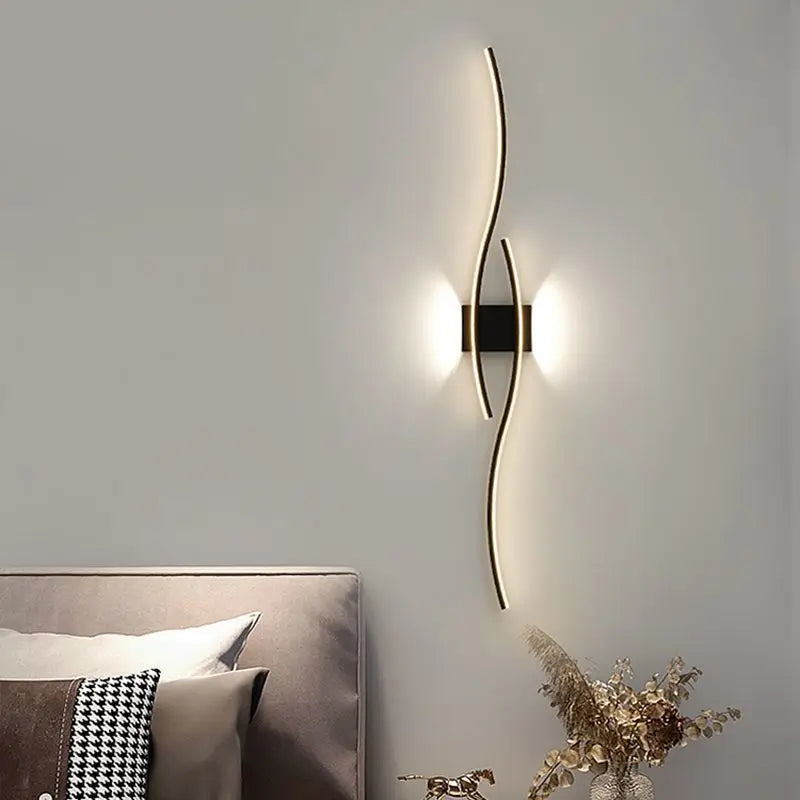 Modern LED Background Wall Light | Touch Dimmable | Black, White &amp; Gold | Living Room &amp; Bedside Sconce