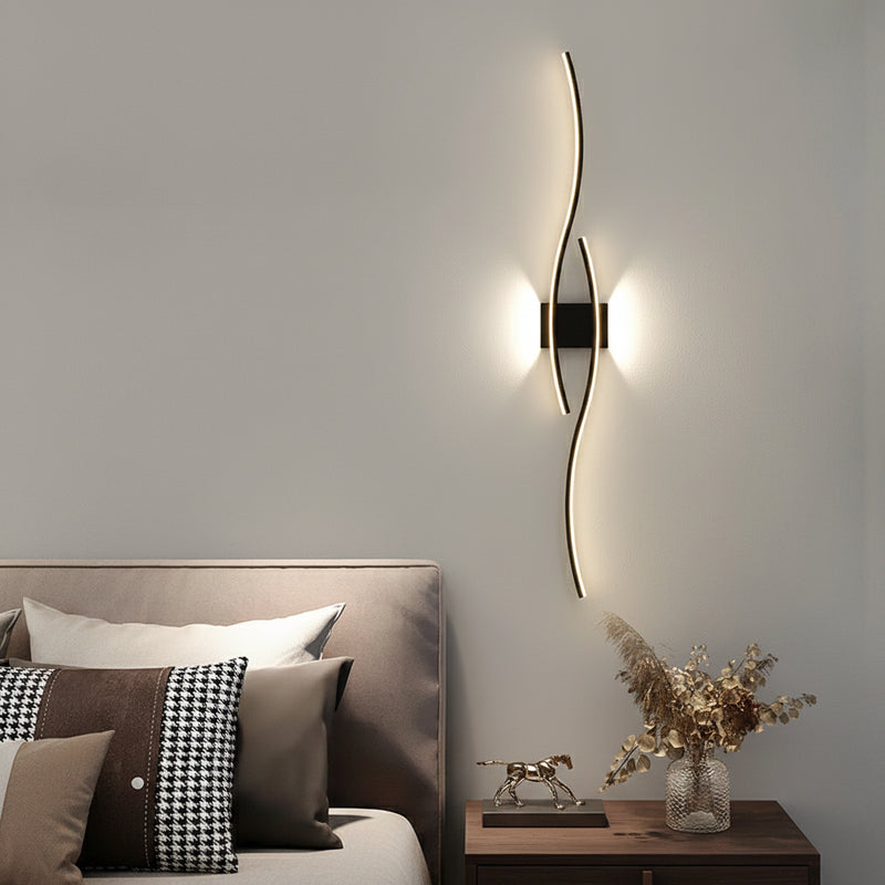 Modern LED Background Wall Light | Touch Dimmable | Black, White &amp; Gold | Living Room &amp; Bedside Sconce