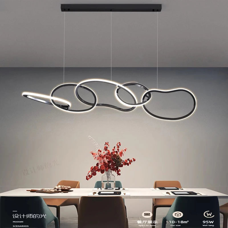 Modern LED Wave Pendant Light | Ceiling Pendant | Dining Room & Living Room | Contemporary Home Lighting