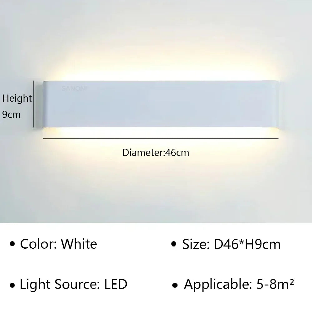 Modern LED Wall Lamp | Rechargeable | Up &amp; Down Lighting | Bedside, Staircase &amp; Bathroom Fixture