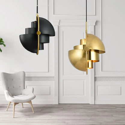 Scandinavian-Style LED Pendant Light | Gold & Black Sphere | Dining Room & Kitchen | Adjustable Hanging Light