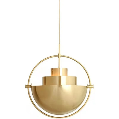 Scandinavian-Style LED Pendant Light | Gold & Black Sphere | Dining Room & Kitchen | Adjustable Hanging Light