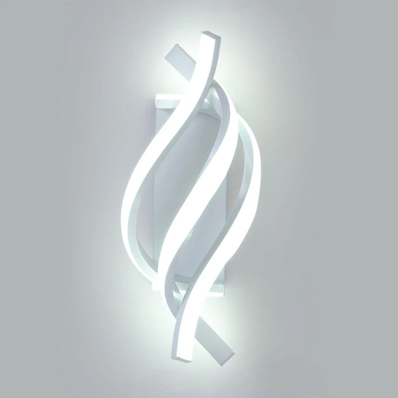 Modern Spiral LED Wall Lamp | Touch 3-Color Switch | Black &amp; White | Bedroom Headboard &amp; Living Room Light