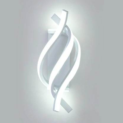 Modern Spiral LED Wall Lamp | Touch 3-Color Switch | Black &amp; White | Bedroom Headboard &amp; Living Room Light