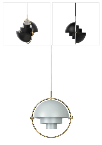 Scandinavian-Style LED Pendant Light | Gold & Black Sphere | Dining Room & Kitchen | Adjustable Hanging Light