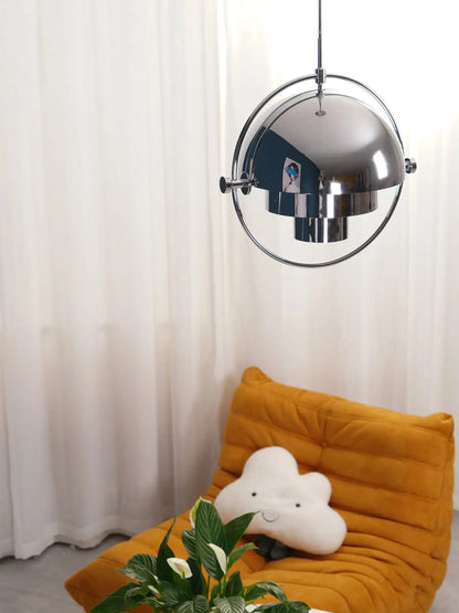 Scandinavian-Style LED Pendant Light | Gold & Black Sphere | Dining Room & Kitchen | Adjustable Hanging Light