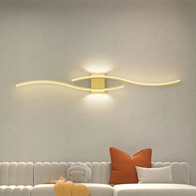 Modern LED Background Wall Light | Touch Dimmable | Black, White &amp; Gold | Living Room &amp; Bedside Sconce