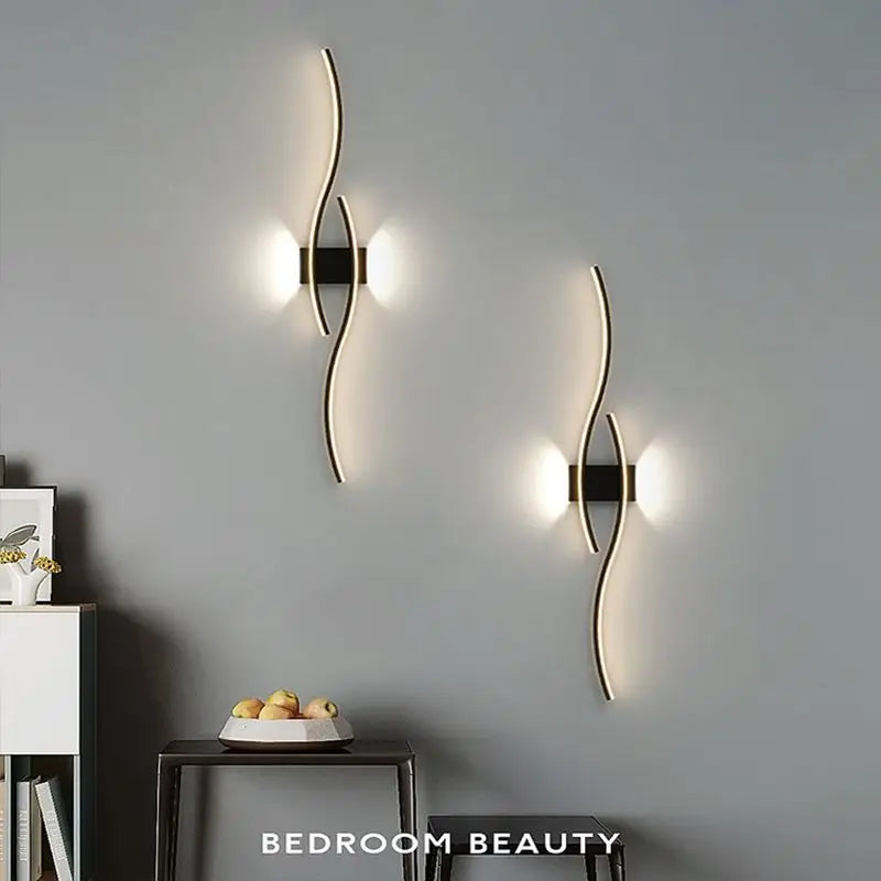 Modern LED Background Wall Light | Touch Dimmable | Black, White &amp; Gold | Living Room &amp; Bedside Sconce