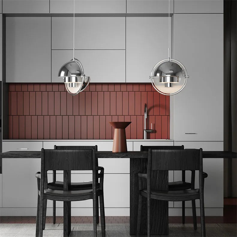 Danish Designer LED Pendant Light | Gold & Black Sphere | Dining Room & Kitchen | Adjustable Hanging Light