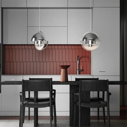 Scandinavian-Style LED Pendant Light | Gold & Black Sphere | Dining Room & Kitchen | Adjustable Hanging Light
