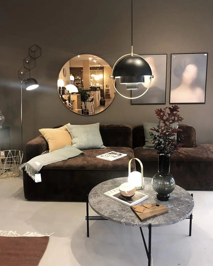 Scandinavian-Style LED Pendant Light | Gold & Black Sphere | Dining Room & Kitchen | Adjustable Hanging Light